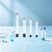Flacon en verre rond transparent stérile de 3 ml avec bouchon en caoutchouc pour médicaments liquides, type de scellage Henan, matériau de base en verre