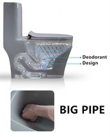 Ensemble complet de sanitaires de salle de bain en céramique gris de luxe avec ligne dorée, comprenant WC monobloc, lavabo sur colonne et bidet