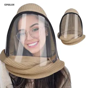 Epsilon Brand Quality Original Winter Hat Three colors stitching sweater yarn cap mask scarf neckerchief wrap set