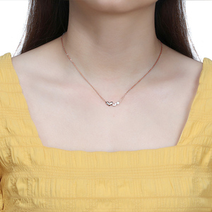 coreano de corazón de joyería collar venta al por mayor de Plata de Ley chapado en oro <span class=keywords><strong>rosa</strong></span> collar de encanto para las mujeres - Product Image 6