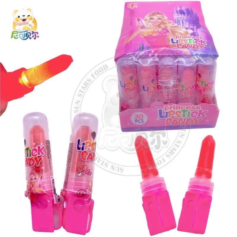 Halal Fruity Flavor Light Lustige Lippenstift form Hard Lollipop Toy Candy