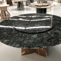 Table en granit bleu de Lemuria du Brésil de luxe, polie, ronde et rectangulaire, adaptée au salon
