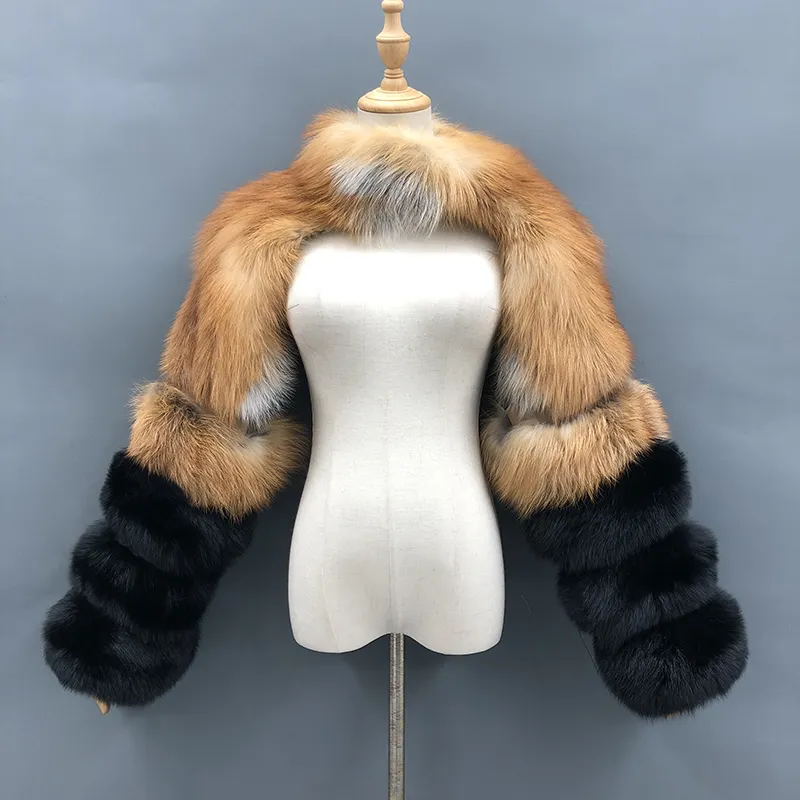 Mùa Đông Ấm Áp Tùy Chỉnh Fluffy Bất Fox Fur Tay Áo