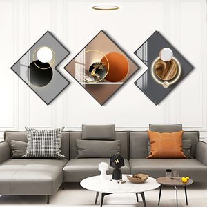 Decoración Abstracta para Sala de Estar, Tríptico de Porcelana de Cristal de Lujo con Diamantes, Arte Abstracto Moderno para Pared - Product Image 4