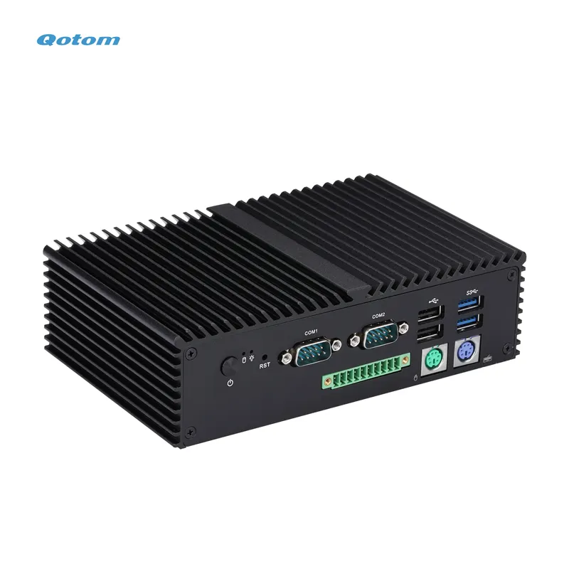 Qotom J6412 Quad Core 6 COM Puerto Automatización industrial Integrado Mini PC industrial con PS/2 GPIO