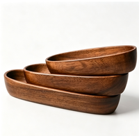 Plateau de service rond en bois de noyer de qualité supérieure, 2 compartiments, plateau à collation divisé pour fruits, noix, apéritifs