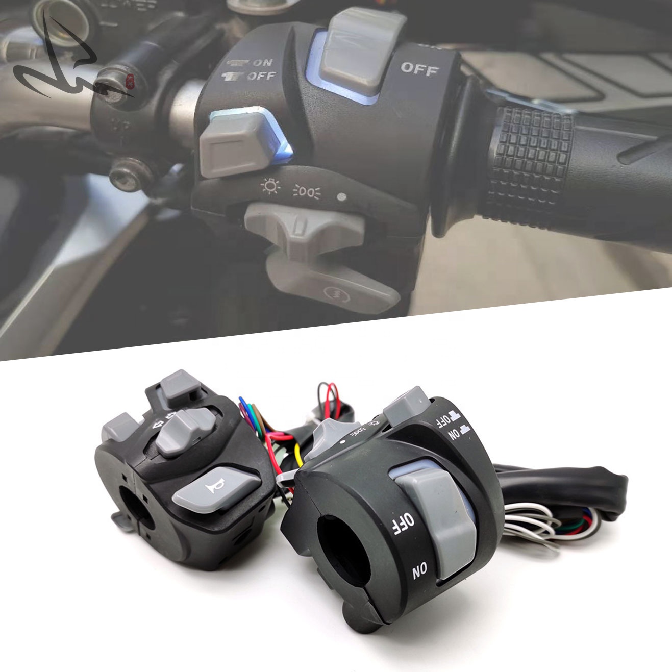 22mm 7/8" Motorcycle Handlebar Control Switches Engine Start Headlight Turn Signal Light Horn Switch 12V Universal