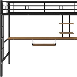 Cama de hostel de metal de plataforma completa de simplicidad moderna cama de loft de apartamento dúplex pequeño multifunción - Product Image 5