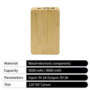 Banco de Energía Portátil de Madera de Alta Calidad 2025, Ecológico, 5000 mAh, para Teléfono - Product Image 2