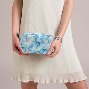 Portable Small Travel Toiletry Pouch Make up Bag Custom Logo Blue Marble Cosmetic Bag Custom Travel <b>Case</b> <b>Makeup</b> Bag - Product Image 6