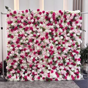 Rollo de Pared Floral de 8x8 pies, Flores Artificiales de Seda, Rosas Rosadas y Follaje Verde, Fondo de Pared Floral, Rosado y Verde - Product Image 1