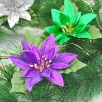 Ornement de Noël ovale gaufré fait main de 13 cm, de haute qualité, en fausse fleur pleine couleur, à suspendre pour couronne, arbre, guirlande - Décoration de fête