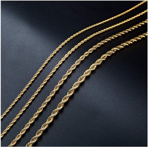 Collar Hip Hop Unisex con Cadena de Cuerda Chapada en Oro de 18K y Gancho de Acero Inoxidable para Dropshipping - Product Image 2