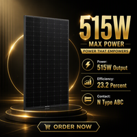 Modules MULOYAL 515W, efficacité 23,2 %, type N, panneau solaire à contact arrière, double verre bifacial, gain 5 % 10 %, cellule 182 mm, tout noir