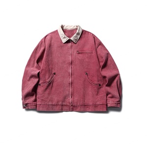 Chaqueta de Lona para Hombre con Logotipo Bordado Personalizado al por Mayor, Servicio OEM, Chaqueta de Trabajo Vintage, Chaqueta Detroit para Hombre con Lavado Intenso y Efecto Desgastado - Product Image 5