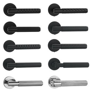 Euro tasarım Knurl altın gümüş siyah alüminyum tırtıllı kapı kolu kolu yuvarlak topuzu Bar iç kapı için kolu kolları çekin - Product Image 2