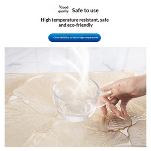 Tovaglietta Quadrata in Plastica con Texture Foglia di Loto, Stile Nordico, Stampa Dorata, Impermeabile, Antimacchia, Drenante, per Uso Alberghiero Occidentale - Product Image 3