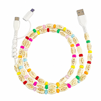 Câble de charge FASHLINK Boho géométrique perlé 3-en-1 USB Type C multi-connecteur, accessoire de mode tribal coloré