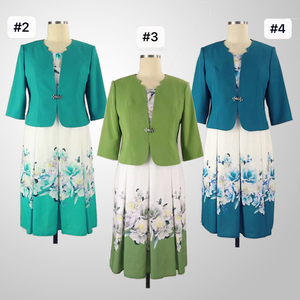 Robes de cérémonie bleues florales, tailles plus, vêtements pour femmes, costume d'église, robe de bureau, tenue de travail en solde - Product Image 1