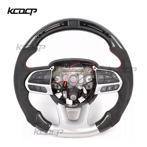 Volante <span class=keywords><strong>de</strong></span> <span class=keywords><strong>Fibra</strong></span> <span class=keywords><strong>de</strong></span> <span class=keywords><strong>Carbono</strong></span> Personalizado para Dodge CHARGER SRT Challenger con Luces LED <span class=keywords><strong>de</strong></span> Cambio - Product Image 1