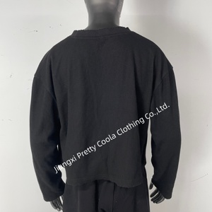 MT1405 <span class=keywords><strong>T</strong></span>-<span class=keywords><strong>Shirt</strong></span> Personalizzata a Manica Lunga in 100% Cotone a Maglia Waffle con Taschino sul Petto <span class=keywords><strong>Stampa</strong></span> <span class=keywords><strong>Digitale</strong></span> da Uomo Effetto Usurato dal Taglio Ampio - Product Image 3