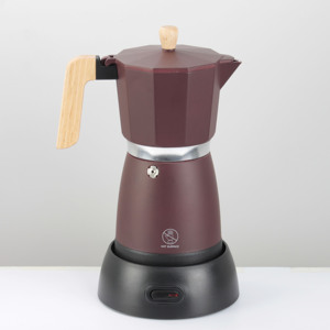 Cafetera eléctrica <span class=keywords><strong>moka</strong></span> de aluminio con temporizador, nueva máquina de café de madera con temporizador, apagado automático, 2023 - Product Image 6
