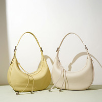 Sac demi-lune de luxe silencieux pour femme en cuir véritable pleine fleur, sacoche minimaliste en cuir de vachette souple, sac à bandoulière et sacoche croisée
