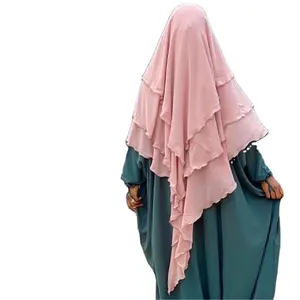 Nhà Máy Giá Hot Bán Phụ Nữ Hồi Giáo Cơ Bản Khăn Choàng 3 Lớp Pakistan Của Phụ Nữ Voan Dài Hijab