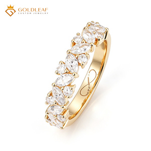 Anillo de Compromiso con Diamante Cultivado en Laboratorio, Corte Marquesa, Chapado en Oro de 10k, 14k o 18k, Personalizado por Goldleafgem, Anillo de Boda Redondo, Regalo para Ella - Product Image 1