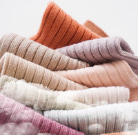 Chaussettes décontractées respirantes de couleur unie pour tout-petits, chaussettes en coton tricotées à double aiguille pour bébés garçons et filles