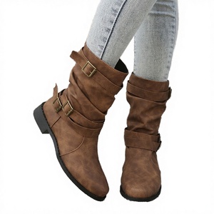 Botas Chelsea de Tacón Grueso y Plataforma Media, Estilo Retro Europeo Americano, para Invierno, con Suela de Goma Sólida, para Mujer, Talla Grande - Product Image 2