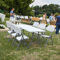 Table à manger moderne portable en plastique PEHD pliable en bois métal acier pour hôtel chambre hôpital extérieur sous-sol parc utilisation