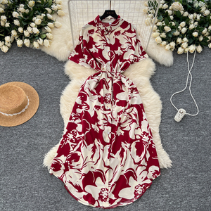 <span class=keywords><strong>Robe</strong></span> Femme Imprimée Amincissante Style Rétro Français à Boutonnage Simple, Nouvelle Collection Été 2026, Vente en Gros pour Boutiques - Product Image 4