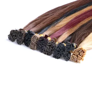 Fornecedor de contas de cabelo com cola de queratina ponta plana para cabelo humano remy, 100% birmanês, ponta lisa, 18 "cor ombre, extensões encaracoladas onduladas, cola de ponta plana