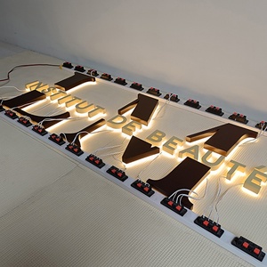 Stainless Steel <b>Letters</b> with Lights Store Front Shop Logo Signage Custom 3d Backlit Channel <b>Led</b> Sign Board for Business Outdoor - Product Image 1