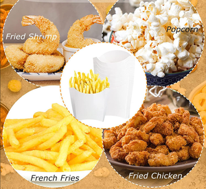 Caja de patatas fritas de un solo uso con empaque integrado sin pliegues para pollo frito, nuggets de pollo y palomitas de maíz, ideal para entrega a domicilio. - Product Image 6