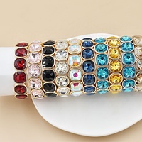 SongYi Mehrfarbiges Quadratisches Strass-Stretch-Armband Funkelndes Kristall-Elastik-Armreif Stapelbarer Damen-Partyschmuck