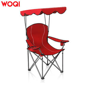Fauteuil de plage pliable Woqi avec porte-gobelet rouge, chaise de camping d'extérieur pour la randonnée et les voyages - Product Image 2