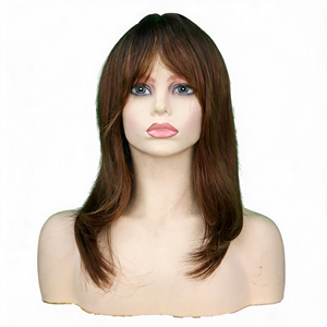 Peluca sintética larga y lisa para mujer, con flequillo, de aspecto natural, resistente al calor, para uso diario. - Product Image 2