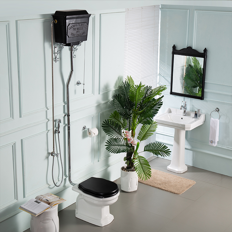 BBlack cistern high level WC set