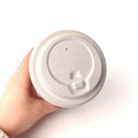 Tasse de papier peint à Double ondulation de café chaud froid jetable de haute qualité de 12oz avec couvercle en bagasse