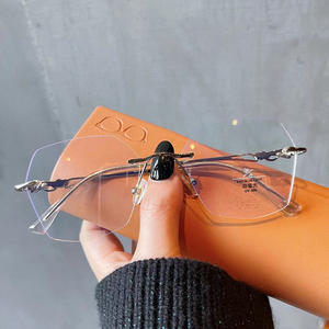 Lunettes sans monture irrégulières Qianai S3-21091, verres anti-lumière bleue, monture PC unisexe, style coréen - Product Image 2