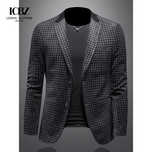 Station européenne costume pied de poule hommes automne et hiver nouvelle veste en <span class=keywords><strong>velours</strong></span> doré Style coréen décontracté une pièce costume épaissi - Product Image 2