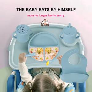 2025 Chegada Eco-friendly Não-Tóxico Silicone Baby Feeding Set Inclui Tigela Sucção Snack Cup Placa de Palha Bib Produtos - Product Image 5