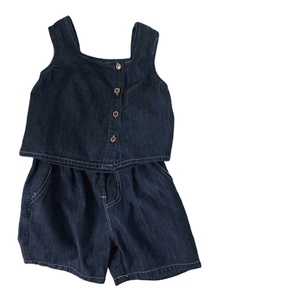 Ensembles de vêtements en jean pour filles tendance : T-shirts à manches courtes, débardeurs et shorts décontractés - Product Image 1