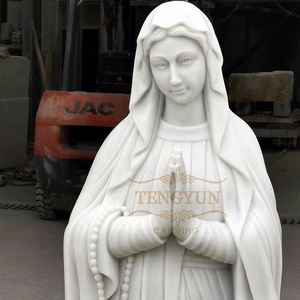 Statue <span class=keywords><strong>de</strong></span> la Vierge <span class=keywords><strong>Marie</strong></span> en marbre blanc sculptée à la main, figurine <span class=keywords><strong>de</strong></span> prière catholique pour la décoration <span class=keywords><strong>de</strong></span> <span class=keywords><strong>l</strong></span>'église et du jardin - Product Image 6