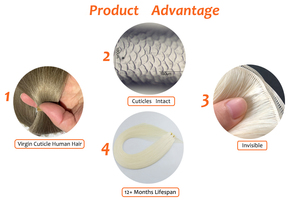 <span class=keywords><strong>ผม</strong></span>ต่อแบบมองไม่เห็น Wholesale Invisible Genius Weft <span class=keywords><strong>ผม</strong></span>แท้รัสเซีย จัดเรียงเกล็ดผมอย่างดี - Product Image 4