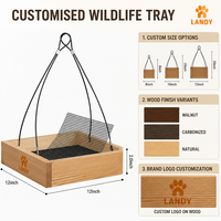 Mangeoire à oiseaux en bois à suspendre pour l'extérieur avec plateau et fond en maille, en bois naturel, station de semence pour oiseaux sauvages, décoration de jardin, OEM