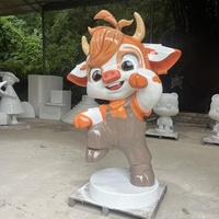 Patung Sapi Kartun Penjualan Langsung Pabrik FRP Patung Luar Ruangan Kustomisasi Diterima Dekorasi di Pintu