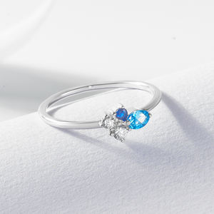 Nieuwe Elegante 925 Sterling Zilveren 14K Vergulde Cz <span class=keywords><strong>London</strong></span> Blauwe Topaz Mini Cluster Ring Voor Verlovingsbruiloft - Product Image 3
